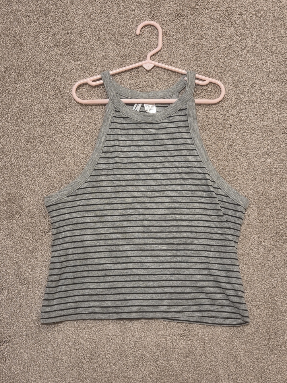 H&M Divided Gray & Black Striped Camisole